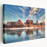 Side view of a stretched canvas depicting a European scenery in vibrant colors, ideal for kitchen wall art.