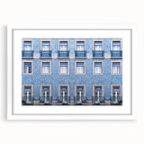 Textured art print of Lisbon scenery in abstract style with muted earth tones on a framed white mat.