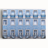 Black and white stretched canvas of Lisbon scenery, ideal for kitchen wall art or bedroom ambiance.