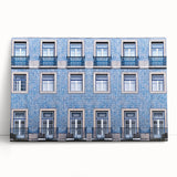 Black and white stretched canvas featuring a large Lisbon cityscape, suitable as kitchen wall art.