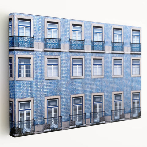 Panoramic view of Lisbon on stretched canvas, featuring vibrant sunset colors, ideal for kitchen wall art.
