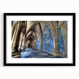 Colorful abstract art print of Porto scenery in vibrant hues on a large framed canvas, ideal for living room decor.