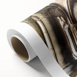 Art deco poster of Porto, Portugal scenery in muted blues and oranges on rolled canvas, ideal for nursery wall art.