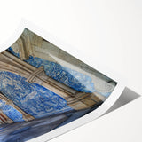 Extra large rolled print of line art flowers in a scenic Porto, Portugal backdrop, ideal for large living room wall art.