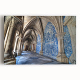 Black and white stretched canvas of Porto, Portugal with detailed building silhouettes, ideal for kitchen wall art.