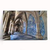 Black and white stretched canvas of Porto, Portugal cityscape, ideal for kitchen wall art.