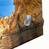 Large abstract wall art featuring a mid-century modernist style scene of a European cityscape in muted earth tones.