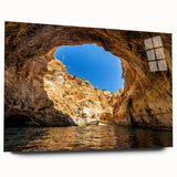 Large abstract wall art of a European scenery in Portugal, printed on acrylic glass, ideal for bedroom or dining room decor.