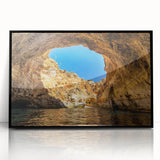 Large abstract wall art of a European Portuguese scenery in black acrylic frame, suited for modern living room decor.