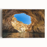 Black and white panoramic photo of a European coastal town on stretched canvas, ideal for kitchen wall art.