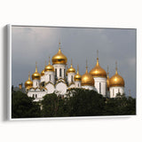 Vintage poster art of Moscow scenery on framed canvas, featuring a colorful palette, ideal for living room decor.