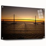 Acrylic print of a European cityscape featuring muted blue and gray tones, ideal for dining room decor.