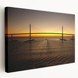 Panoramic canvas print of a European cityscape in muted blue and gray tones, ideal for kitchen wall art.