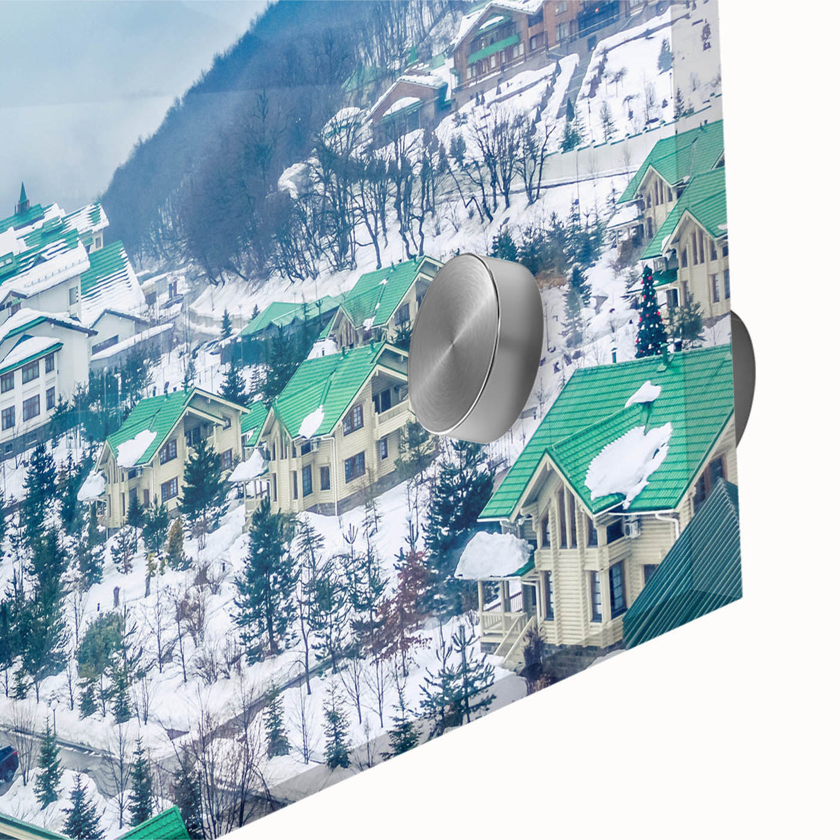Large abstract wall art depicting Sochi landscape in muted earth tones on acrylic glass, ideal for dining room art.