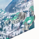 Large abstract wall art depicting Sochi landscape in muted earth tones on acrylic glass, ideal for dining room art.