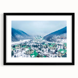 Extra large abstract art print of a colorful, textured scenery of Sochi, Russia on a framed black mat.