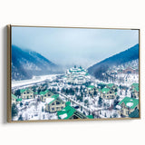 Framed canvas depicting a vintage-style landscape of Sochi with muted gold and black tones, ideal for bedroom wall art.