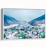 Vintage poster art of Sochi scenery on framed canvas, with vibrant colors, ideal for living room decor.