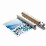 Extra large rolled print of a floral scene set in Sochi, Russia, in muted green and pink tones.