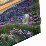 Large abstract wall art depicting a Scottish landscape in muted earth tones on acrylic glass, ideal for dining room decor.