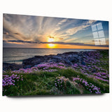 Acrylic print of a serene Scottish landscape in muted green and blue tones, ideal for bedroom or dining room art.