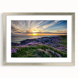 Extra large abstract art print of a textured Scottish landscape in muted earth tones, framed in silver.