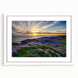 Textured art of a Scottish landscape in muted earth tones on a framed white mat, suitable for bedroom decor.