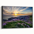 Black and white framed canvas of a Scottish landscape, ideal for bedroom wall decor.