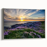 Framed canvas landscape art painting featuring a Scottish scenery in muted green and blue tones, ideal for living room decor.