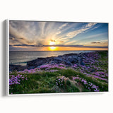 Vintage poster art of a Scottish landscape on a framed canvas, featuring muted earth tones, ideal for living room decor.