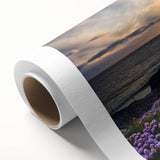 Art Deco style poster of a serene Scottish landscape on rolled canvas, suitable for nursery wall art or dining room decor.