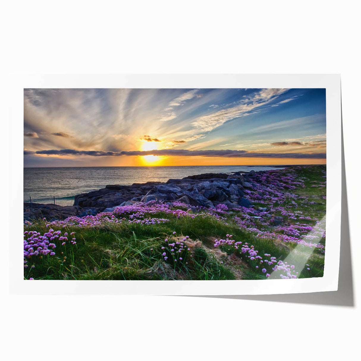 Rolled print of a Scottish landscape with muted green and brown tones, suitable for dining room wall art.