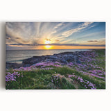 Black and white photograph of a serene Scottish landscape on stretched canvas, ideal for kitchen wall art.