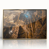 Art deco poster depicting a scenic Slovakian landscape in muted gold tones, framed acrylic print.