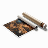 Rolled print of a Slovakian landscape with lush greenery and floral elements, suitable for large living room or bathroom.