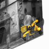 Large abstract wall art featuring a mid-century modernist abstract of Andalucia, Spain in vibrant hues on acrylic glass.