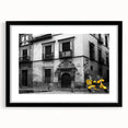 Colorful abstract art print of Andalucia, Spain, in a black frame, ideal for living room decor.