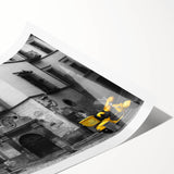 Extra large wall art featuring a line art of flowers with muted earth tones on a rolled print.