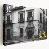 Side view of a stretched canvas depicting a scenic Andalucian landscape in warm earth tones, ideal for kitchen wall art.