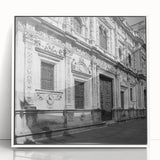 Art deco poster of Barcelona scenery in muted pastel shades, acrylic framed, ideal for modern nursery wall decor.