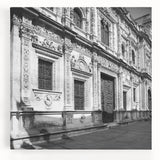 Black and white stretched canvas of Barcelona scenery, ideal for kitchen wall art or bedroom ambiance.