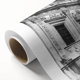 Art Deco poster of Barcelona scenery on rolled canvas, with pastel shades, ideal for nursery wall art.