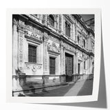 Abstract Barcelona scenery in pastel shades on a rolled canvas, ideal for dining room wall art.