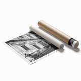 Extra large rolled print of Barcelona scenery with vibrant floral elements, ideal for classy bathroom wall art.