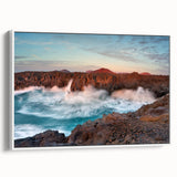 Vintage poster art of a scenic Canary Islands landscape, vibrant colors on extra large framed canvas.