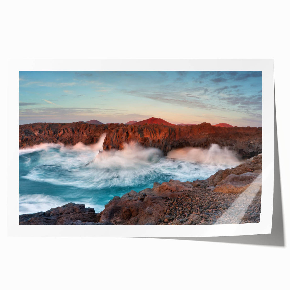 Rolled print of a scenic view in the Canary Islands with vibrant blue and green tones, ideal for art wall dining room.