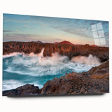 Large abstract wall art featuring a vibrant scene of the Canary Islands, printed on acrylic glass.