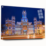 Acrylic print of Madrid cityscape in muted earth tones, suitable for bedroom or dining room decor.