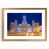 Textured abstract art print of Madrid scenery in muted earth tones on a framed canvas, ideal for bedroom art.