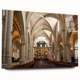 Acrylic print of a large abstract depiction of Valencia scenery in blue and orange tones.